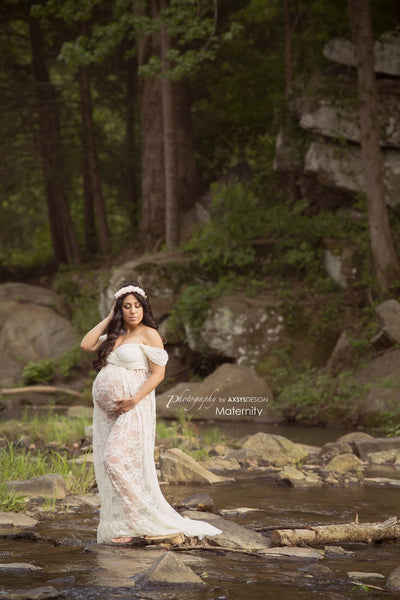 Bianca Gown • Droop Sleeve Maternity Gown • Sweetheart Maternity Gown • Lace Pregnancy Gown • Bridesmaid Dress • Senior Photo Shoot • by Sew Trendy