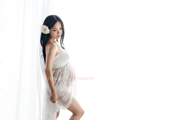 Eden Gown • Sweetheart Baby Doll Gown • Short Maternity Dress • Full Circle Sheer Lace Maternity Gown • by Sew Trendy