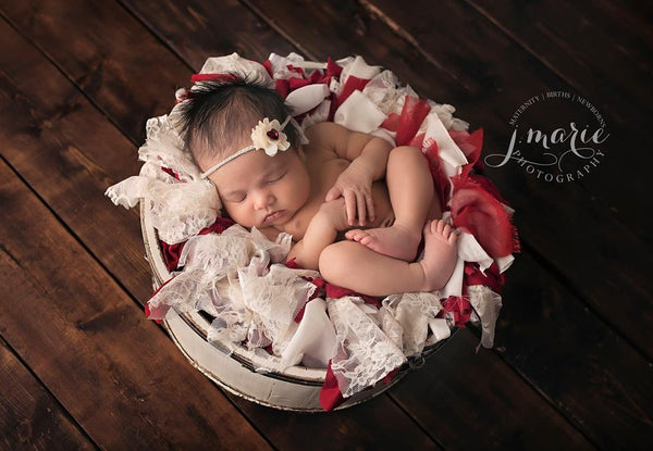 DISCONTINUED • CLEARANCE | Newborn Basket Stuffer in RED & WHITE • Valentines Day Pinstripe • Valentines Rag Basket Stuffer • Red Photo Prop | Ready to Ship • by Sew Trendy