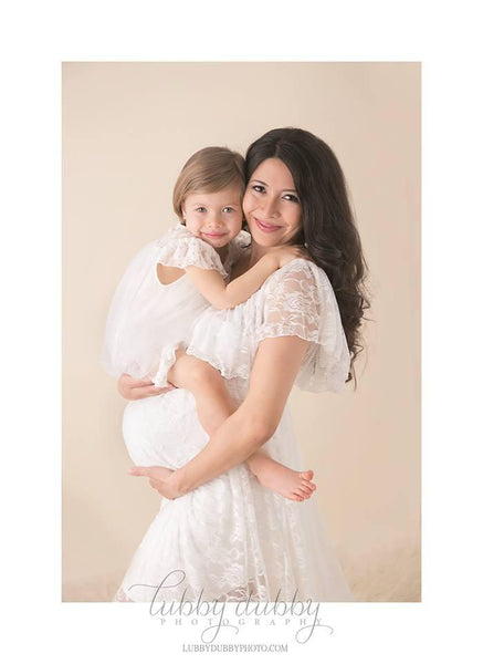 Stacey Gown • Hand Made Classic Flowing Lace Dress • Elegant Lace Pregnancy Gown • Vintage Lace Ruffle Maternity Gown • by Sew Trendy