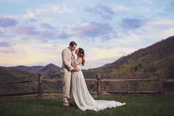 Cameron Gown • Off the Shoulder Gown • Cap Sleeve Pregnancy Dress • Sheer Chiffon Maternity Gown • by Sew Trendy