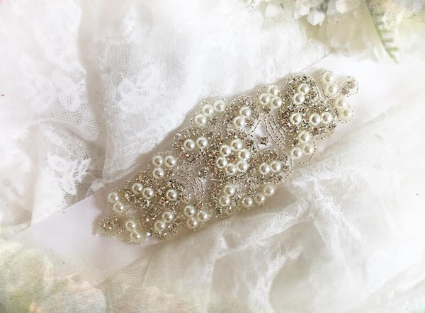 Paris Pearl Sash • Sparkle Sash • Pearl Sash • Wedding Sash • Maternity Sash • Gown Sash • Dress Sash | READY TO SHIP • by Sew Trendy