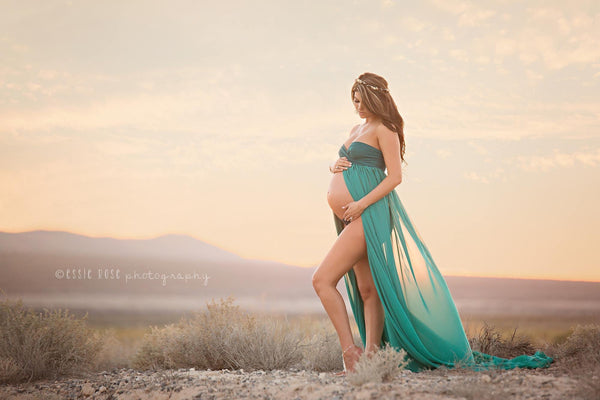 Rachel Gown • Long Flowing Gown • Butterfly Chiffon Gown • Sheer Maternity Gown • Sweetheart Maternity Gown • by Sew Trendy