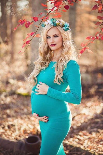 Krysten Gown • Boat Neck Slim Fit Maternity Gown • Long Sleeved Slim Dress • Droop Back Gown • by Sew Trendy