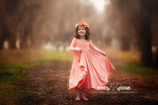 Norah Gown • Girls Full Circle Maxi • Tea Length Girls Dress • by Sew Trendy