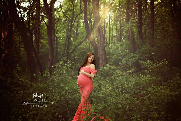 Samantha Gown • Sweetheart Lace and Chiffon Pregnancy Dress • Fitted Chiffon Mermaid Style Maternity Gown • by Sew Trendy