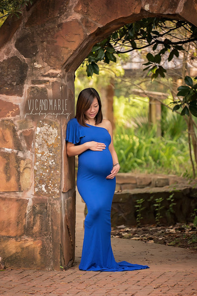 Vanessa Gown • One Shoulder Gown • Fitted Knit Gown • Pregnancy Gown • Slim Fit Maternity Gown • Wedding Gown • Party Gown • Holiday Dress • by Sew Trendy