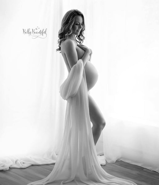 OVERSTOCK Chiffon Draping Fabric in Peachy Natural • Maternity Prop