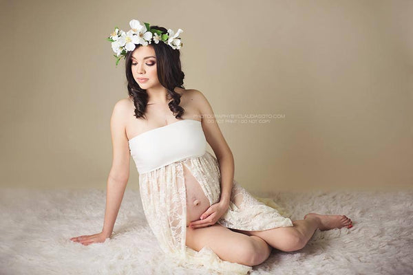 Tiffany Gown • Timeless Hand Made Lace Maternity Gown • by Sew Trendy