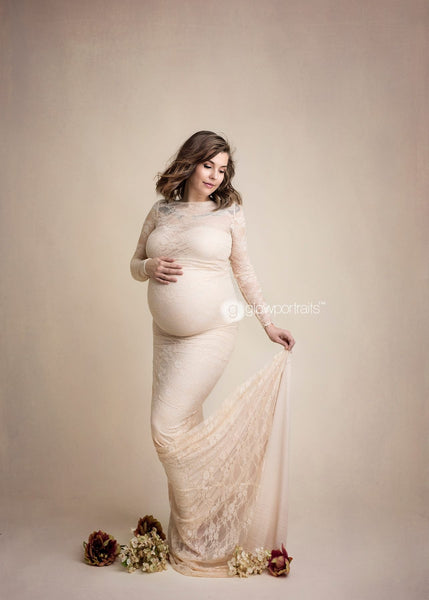 Selena Gown • Boat Neck Gown • Slim Fit Maternity Gown • Lace Maternity Gown • Sweetheart Maternity Gown • by Sew Trendy