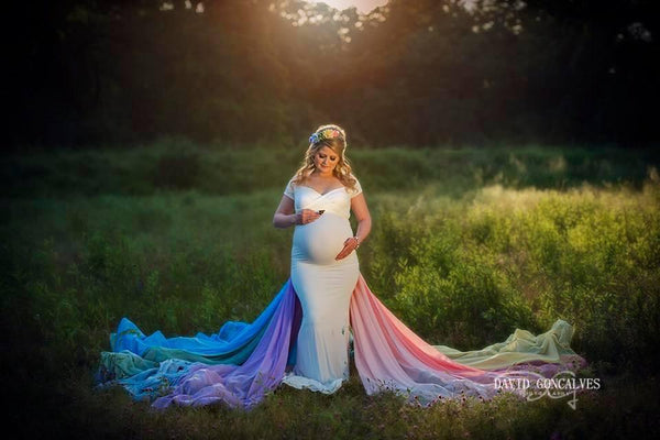Rainbow Detachable Tossing Train • Rainbow Baby Pastel Train • Chiffon Detachable Train • Maternity Gown Train • Maternity Dress Train • Wedding Train • Photo Session Gown Train • by Sew Trendy