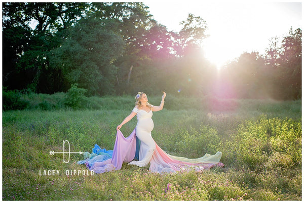 Rainbow Detachable Tossing Train • Rainbow Baby Pastel Train • Chiffon Detachable Train • Maternity Gown Train • Maternity Dress Train • Wedding Train • Photo Session Gown Train • by Sew Trendy