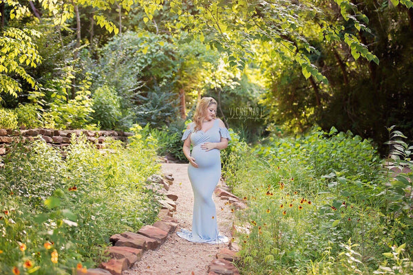 Delaney Gown • Peek a Boo Knit Gown • Slim Fit Pregnancy Gown • Peekaboo Shoulder Gown • Slim Fit Maternity Gown • Maternity Gown • by Sew Trendy