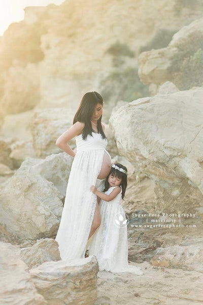 Kylee Gown • Sheer Lace and Chiffon Maternity Gown • Chiffon Maternity Gown • Lace Pregnancy Dress • Maxi Dress • Senior Photos • by Sew Trendy