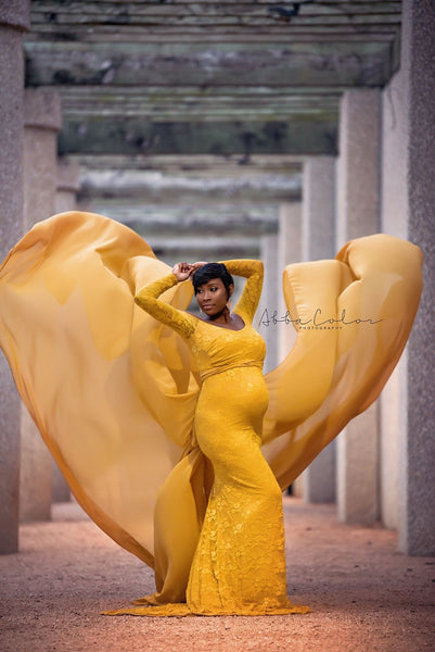 Abba Gown • Slim Fit Maternity Gown • Wedding Gown • Event Gown • Lace Maternity Gown • by Sew Trendy