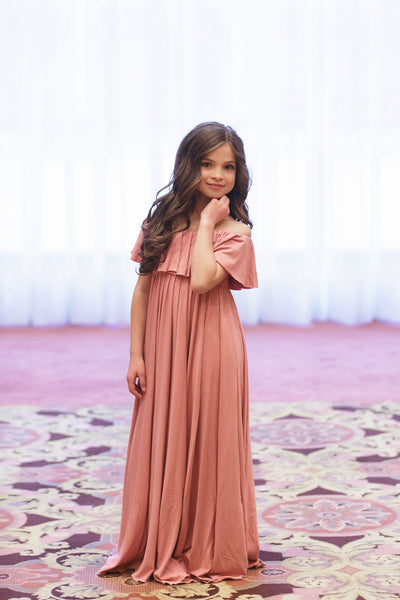 Carly Gown • Girls Boho Gown • Floor length flower Girls Dress • Girls maxi dress • by Sew Trendy