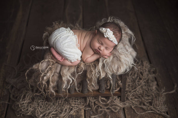 RTS | Newborn Lace Lined Bloomer • Diaper Cover • Lace Pants