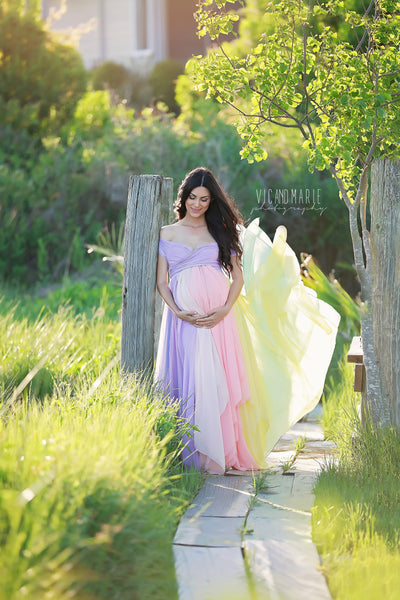 Miracle Gown {Pastel tones} • Rainbow Baby Line • Rainbow Maternity Gown • Multi-layer Chiffon Dress • Maternity Dress • Chiffon Maternity Gown • Rainbow Pregnancy Gown • by Sew Trendy