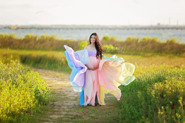 Miracle Gown {Pastel tones} • Rainbow Baby Line • Rainbow Maternity Gown • Multi-layer Chiffon Dress • Maternity Dress • Chiffon Maternity Gown • Rainbow Pregnancy Gown • by Sew Trendy
