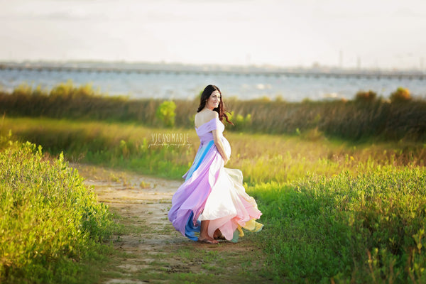 Miracle Gown {Pastel tones} • Rainbow Baby Line • Rainbow Maternity Gown • Multi-layer Chiffon Dress • Maternity Dress • Chiffon Maternity Gown • Rainbow Pregnancy Gown • by Sew Trendy