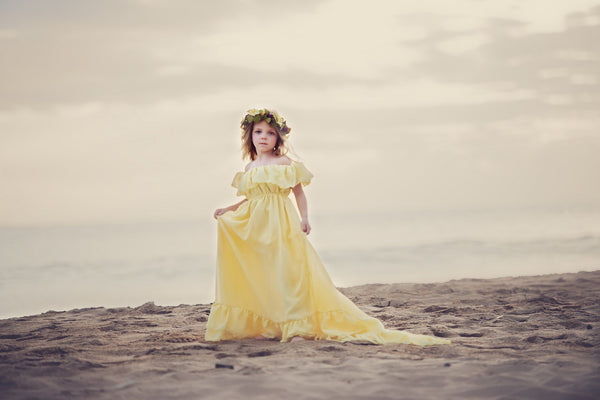 Renee Gown • Girls Vintage Ruffle Gown • Chiffon Bohemian Gown • by Sew Trendy