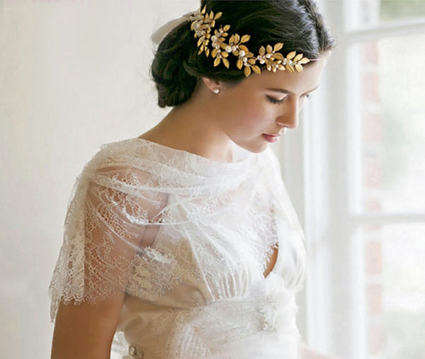 Aria Gold Crown Tie Back • Metal Floral Crown • Vintage Tie Back • Photo Prop | Ready To Ship