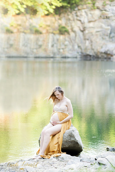 Zoie Gown • Lace Sweetheart Top Gown • Stretch Knit Pregnancy Dress • Maxi Style Maternity Gown • by Sew Trendy