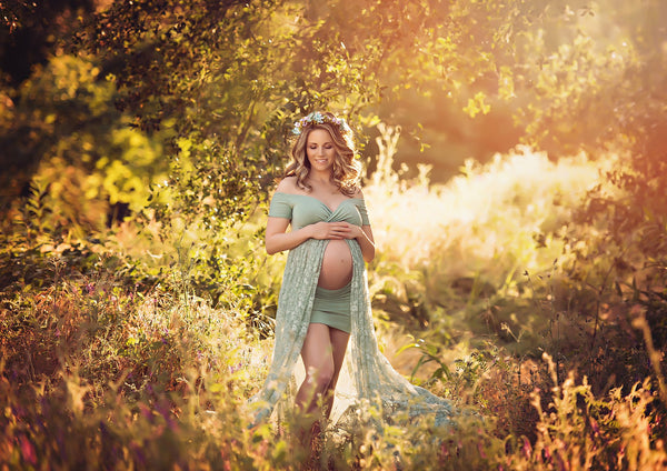 Genell Gown • Sweetheart Maternity Gown • Vintage Lace Maternity Dress • Photo Shoot Gown • Maternity Photos • by Sew Trendy