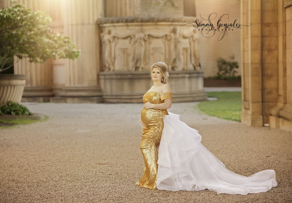 Elizabeth Gown • Couture Sequin Gown • Bridal Gown • Maternity Gown • Princess Tutu • Detachable Bustle Gown • by Sew Trendy