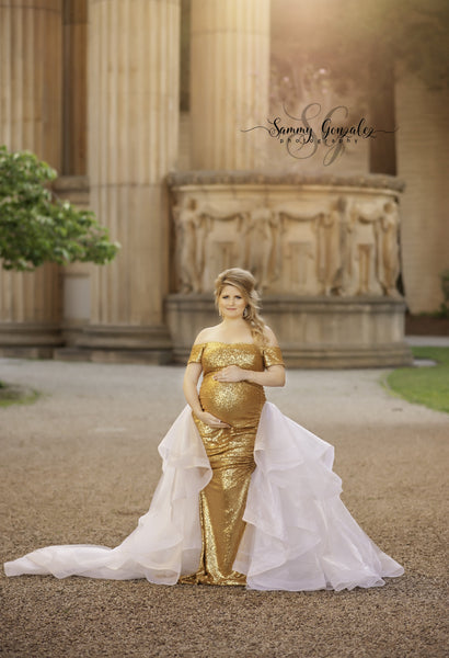 Elizabeth Gown • Couture Sequin Gown • Bridal Gown • Maternity Gown • Princess Tutu • Detachable Bustle Gown • by Sew Trendy