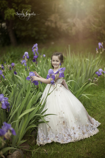 Delilah Girls Gown • Girls Couture Embroidered Tutu • Floral Tutu • Girls Corset Tutu • Girls Couture • Princess Photo Shoot • Flower Girl Dress • by Sew Trendy