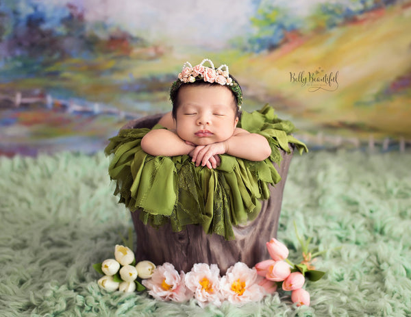 Mini Ingrid Newborn Floral Crown • Princess Floral Crown • Paper Organic Floral Crown • Bohemian Crown • Moss Grapevine Crown • Pearls | Ready To Ship • by Sew Trendy