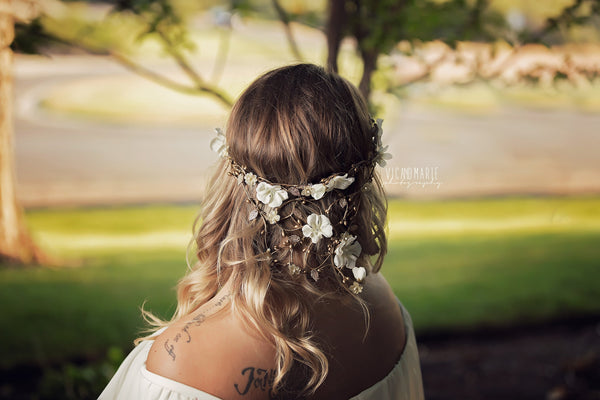 Alanza Crown • Neutral Floral Crown • Grapevine Floral Halo • Maternity Crown • Fall Floral Crown • Autumn Halo | Ready To Ship • by Sew Trendy