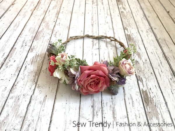 Briar Flower Crown • Antique Rose Crown • Wedding Flower Crown • Flower Girl Crown | Ready To Ship • by Sew Trendy