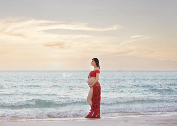 CLEARANCE • Maternity Skirt Crop and Short Set in Rust • Hillary Crop • Lisa Skirt | Ready To Ship • by Sew Trendy