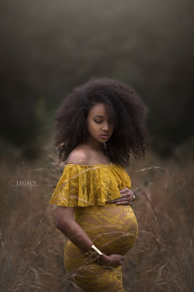 Cori Gown • Fitted Lace Maternity Gown • Ruffle Top Maternity Gown • Off Shoulder Maternity Gown • Slim Fit Gown • Bridesmaid Dress • Event Gown • Photo Shoot • by Sew Trendy