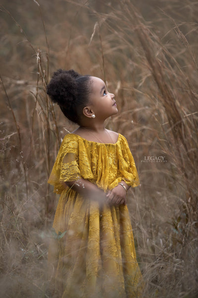 Carissa Gown • Girls Lace Boho Gown • Floor length flower Girls Dress • Girls maxi dress • by Sew Trendy