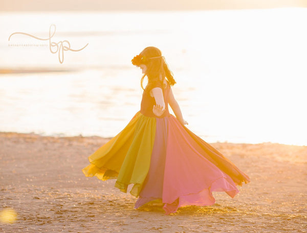 Evangeline Gown {jewel tones} • Rainbow Baby Line • Rainbow Girls Gown • Multi-layer Chiffon Dress • Girls Hope Dress • Chiffon Gown • by Sew Trendy