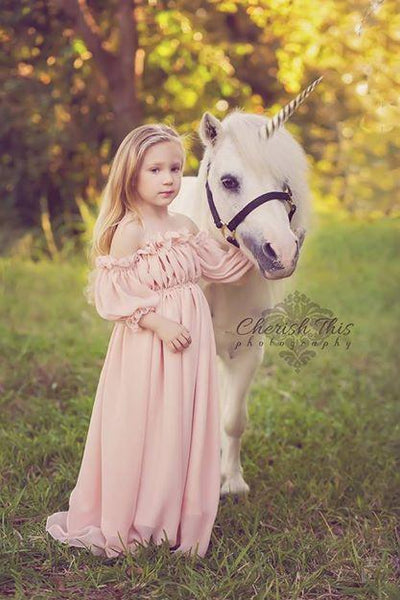 Cadence Gown • Vintage Style Chiffon Girls Gown • Girls Bohemian Dress • by Sew Trendy