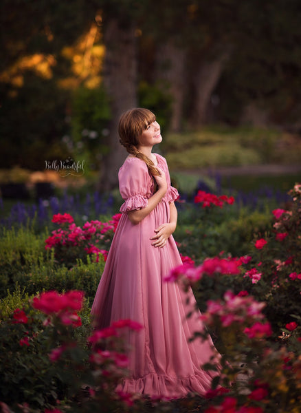 Paulie Gown • Girls Vintage Dress • Girls Chemise • Classic Vintage chiffon Gown • Ruffle Night Gown • by Sew Trendy