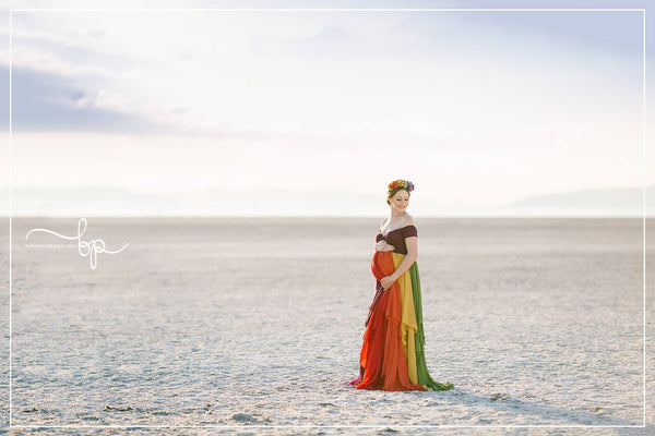 HOPE Gown {jewel tones} • Rainbow Baby Line • Rainbow Maternity Gown • Multi-layer Chiffon Dress • Maternity Dress • Chiffon Maternity Gown • Rainbow Pregnancy Gown • by Sew Trendy