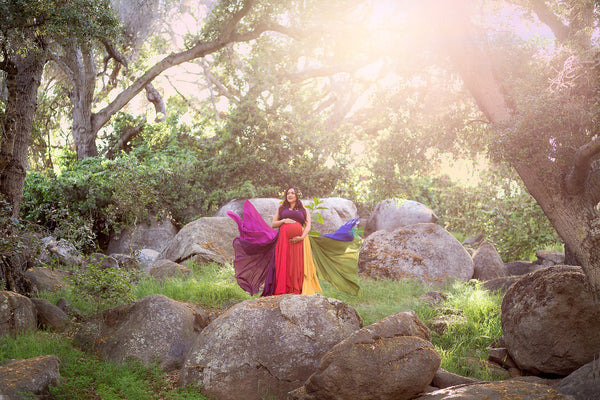 Miracle Gown {jewel tones} • Rainbow Baby Line • Rainbow Maternity Gown • Multi-layer Chiffon Dress • Maternity Dress • Chiffon Maternity Gown • Rainbow Pregnancy Gown • by Sew Trendy