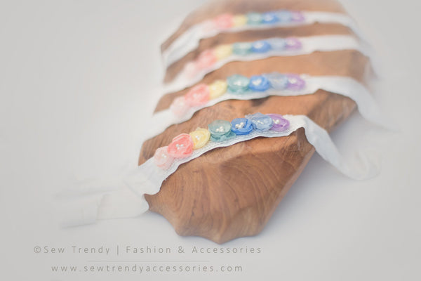 Rainee Floral Newborn Tieback {pastel tones} • Rainbow Baby Line • Newborn Rainbow Floral Crown • Hope Floral Crown • Bohemian Crown • Rainbow Baby Crown | READY TO SHIP • by Sew Trendy