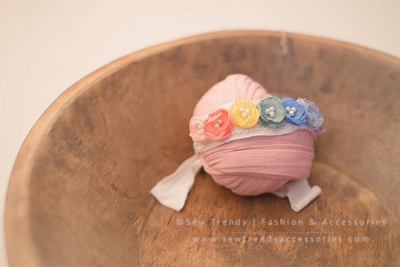 Rainee Newborn Tieback & Wrap SET {pastel tones} • Rainbow Baby Line • Newborn Rainbow Floral Crown • Hope Floral Crown • Bohemian Crown • Rainbow Baby Crown | READY TO SHIP • by Sew Trendy