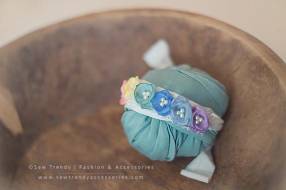 Rainee Newborn Tieback & 7 PIECE Wrap SET {pastel tones} • Rainbow Baby Line • Newborn Rainbow Floral Crown • Hope Floral Crown • Bohemian Crown • Rainbow Baby Crown | READY TO SHIP • by Sew Trendy