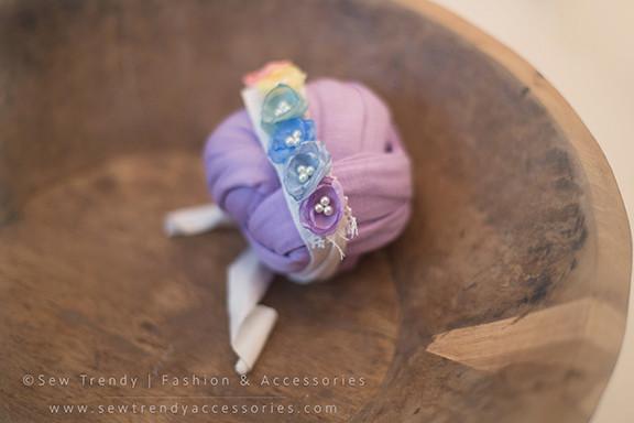 Rainee Newborn Tieback & 7 PIECE Wrap SET {pastel tones} • Rainbow Baby Line • Newborn Rainbow Floral Crown • Hope Floral Crown • Bohemian Crown • Rainbow Baby Crown | READY TO SHIP • by Sew Trendy