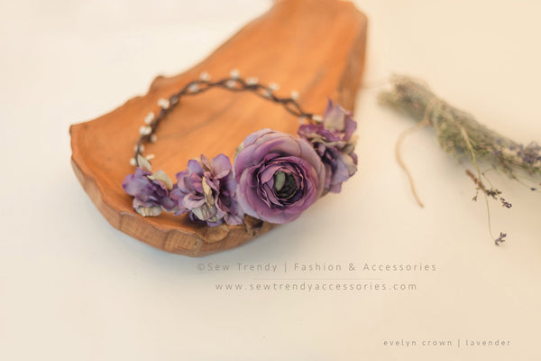 Evelyn Floral Crown • Natural Flower Crown • Grapevine Floral Headband • Wedding Headpiece • Maternity Crown • Flower Girl | Ready To Ship • by Sew Trendy