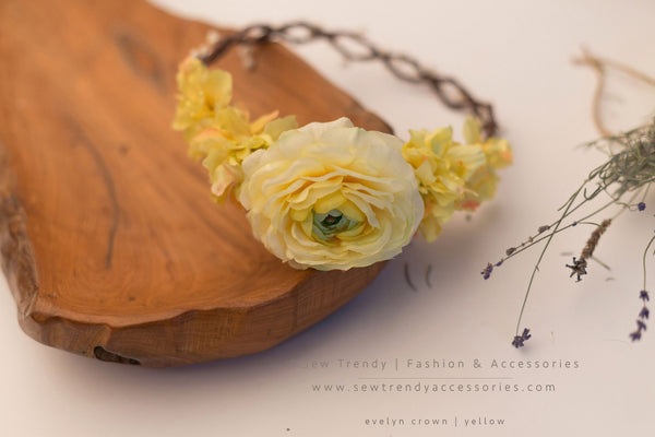Evelyn Floral Crown • Natural Flower Crown • Grapevine Floral Headband • Wedding Headpiece • Maternity Crown • Flower Girl | Ready To Ship • by Sew Trendy