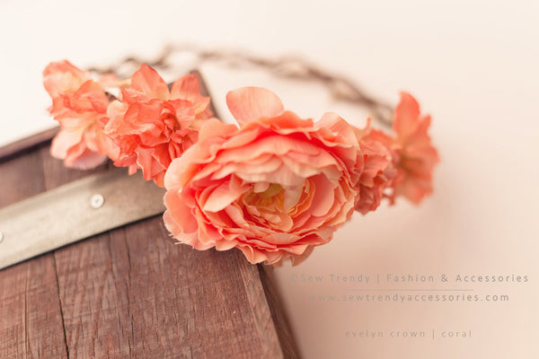 Evelyn Floral Crown • Natural Flower Crown • Grapevine Floral Headband • Wedding Headpiece • Maternity Crown • Flower Girl | Ready To Ship • by Sew Trendy