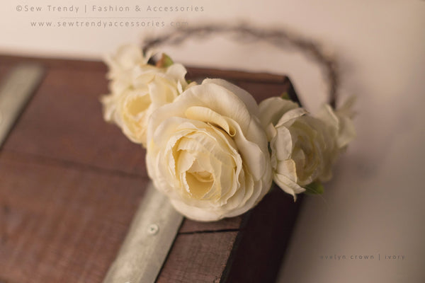 Evelyn Floral Crown • Natural Flower Crown • Grapevine Floral Headband • Wedding Headpiece • Maternity Crown • Flower Girl | Ready To Ship • by Sew Trendy